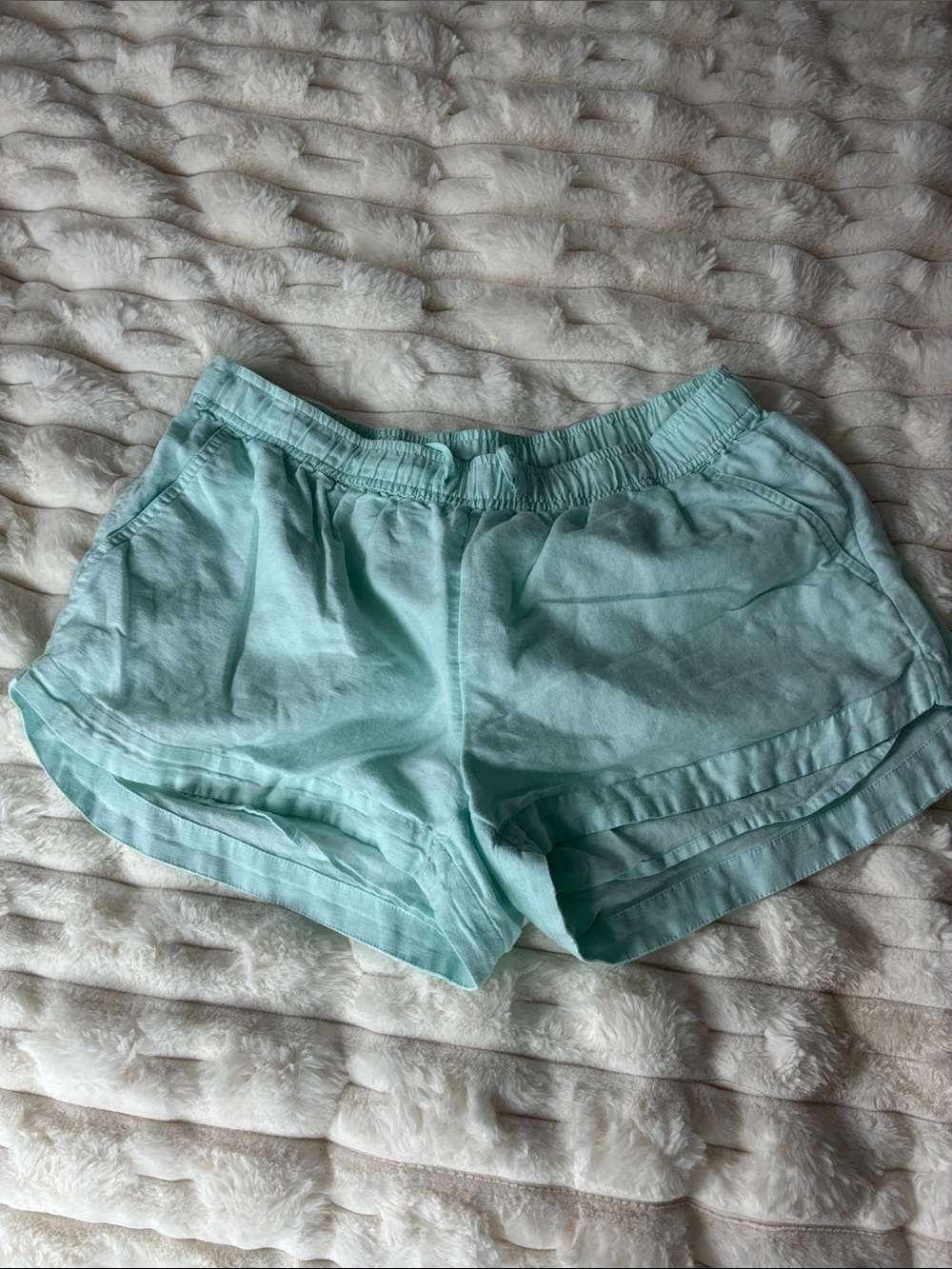 Women's Light Aqua Athletic Lounge Shorts with Elastic Waist